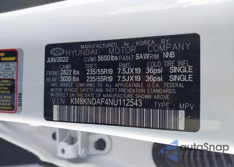 2022 Hyundai Ioniq 5 Sel из США, поврежденный, VIN KM8KNDAF4NU112543